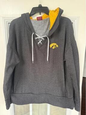 Iowa Hawkeyes hoodie sweatshirt lace up large women EUC